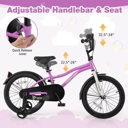 Kids Bike 18 - Inch Children Training Bicycle with 2 Brake for 4 - 8 Years Old - Oasis Home Essentials