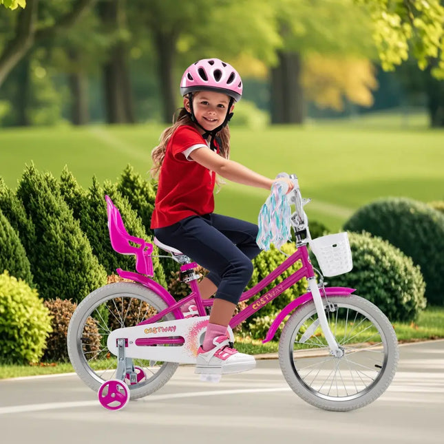 Kids Bike 18 Inch with Training Wheels and 2 Brake System for 4 - 8 Years Old - Oasis Home Essentials