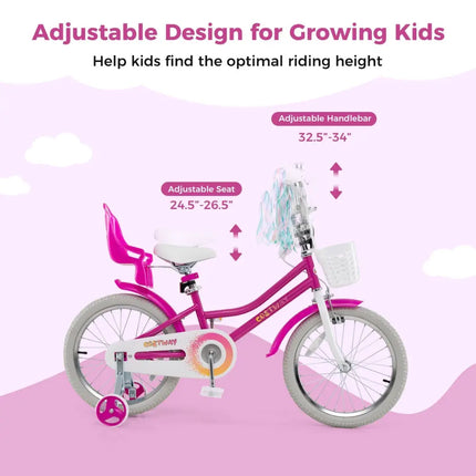 Kids Bike 18 Inch with Training Wheels and 2 Brake System for 4 - 8 Years Old - Oasis Home Essentials