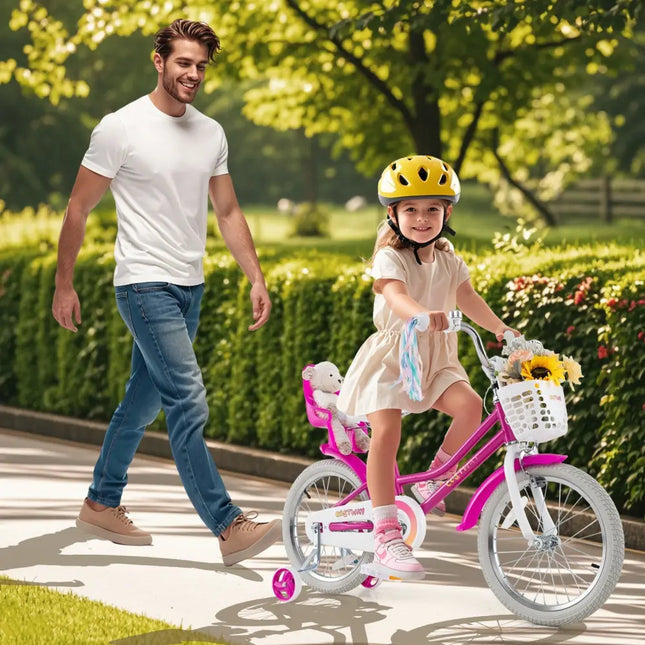 Kids Bike 18 Inch with Training Wheels and 2 Brake System for 4 - 8 Years Old - Oasis Home Essentials