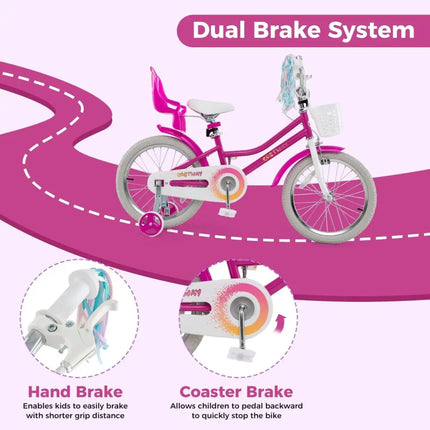 Kids Bike 18 Inch with Training Wheels and 2 Brake System for 4 - 8 Years Old - Oasis Home Essentials