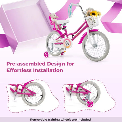 Kids Bike 18 Inch with Training Wheels and 2 Brake System for 4 - 8 Years Old - Oasis Home Essentials