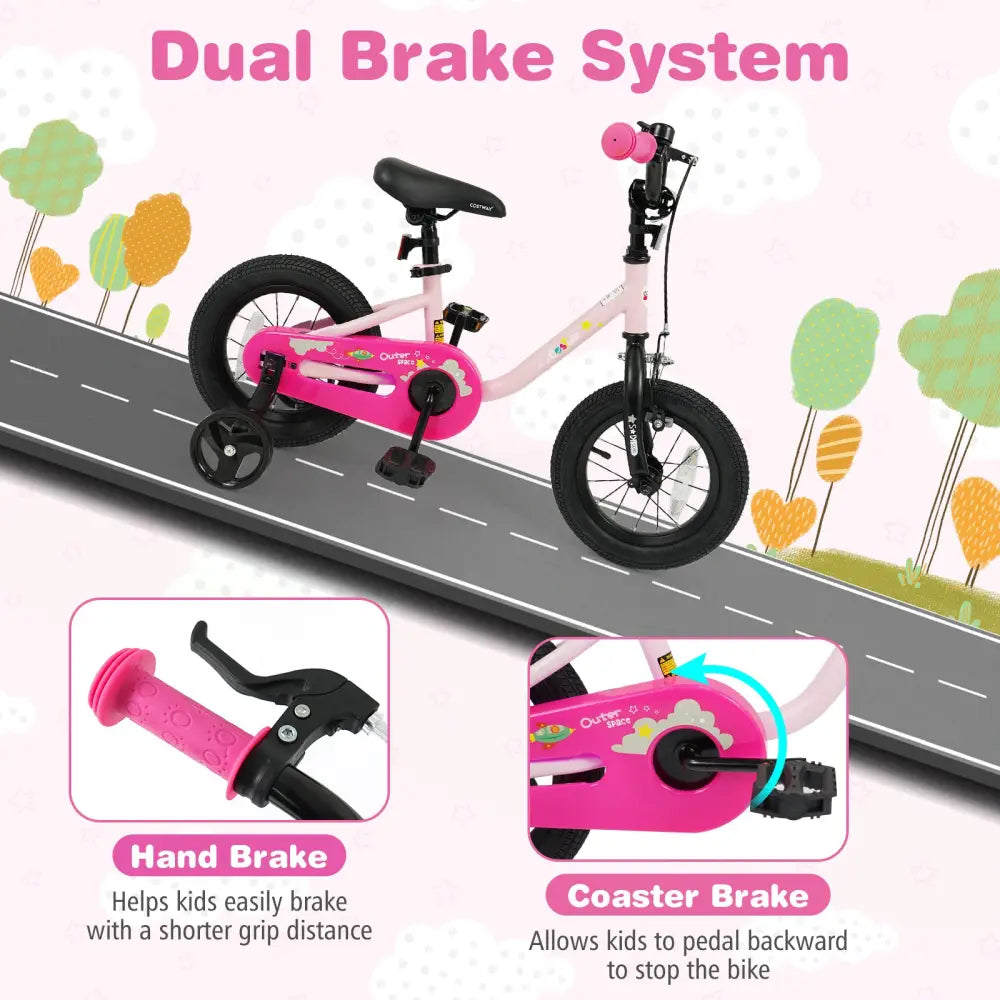 Kids Bike for 3-7 Years Old Boys and Girls 12/14/16-Inch Children Bicycle-Pink 12 Inch - Pink - Kids Bike