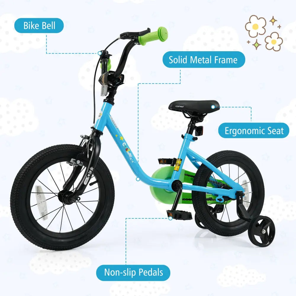 Kids Bike for 3-7 Years Old Boys and Girls 12/14/16-Inch Children Bicycle Blue-14 Inches - Blue - Kids Bike