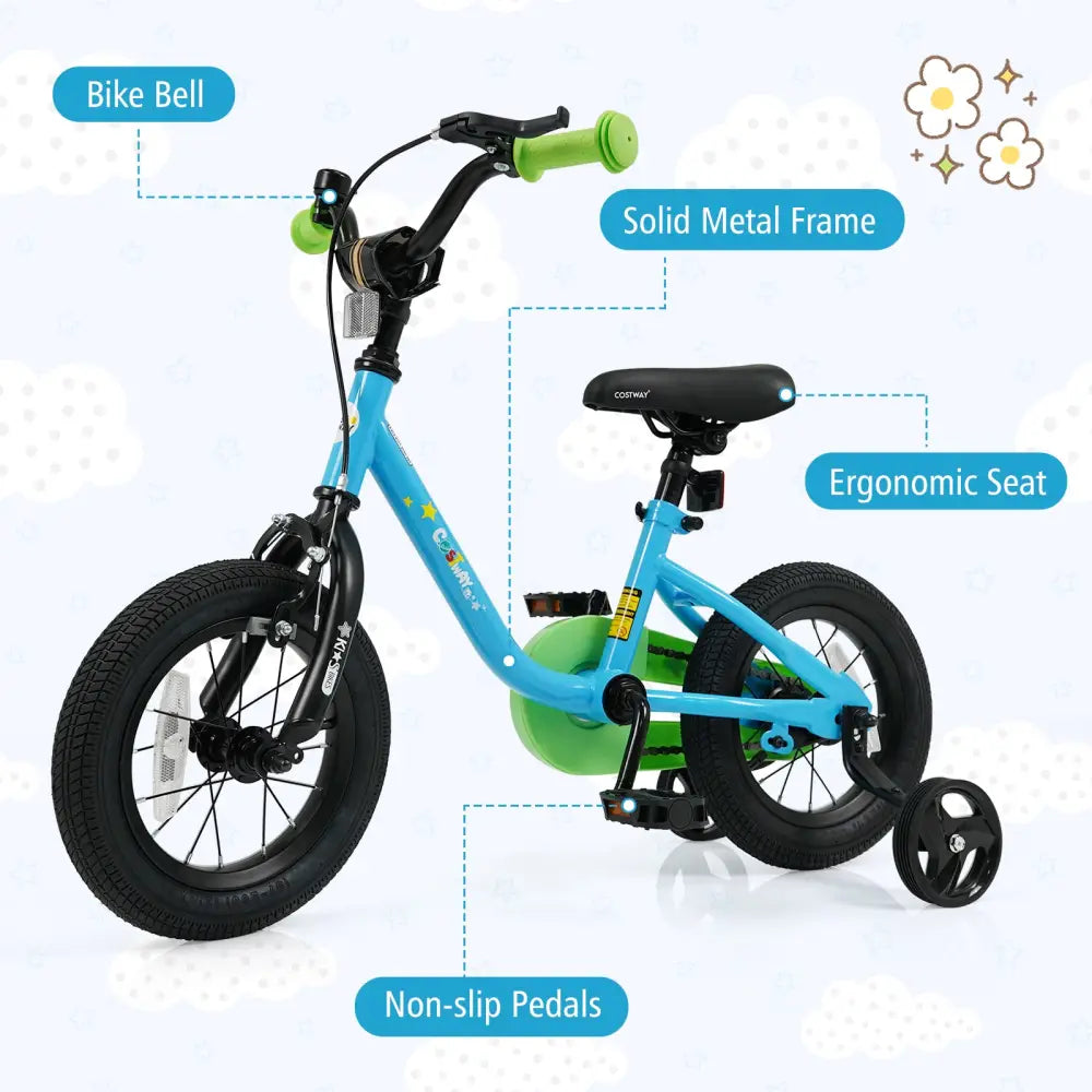 Kids Bike for 3-7 Years Old Boys and Girls 12/14/16-Inch Children Bicycle Blue-12 Inches - Blue - Kids Bike