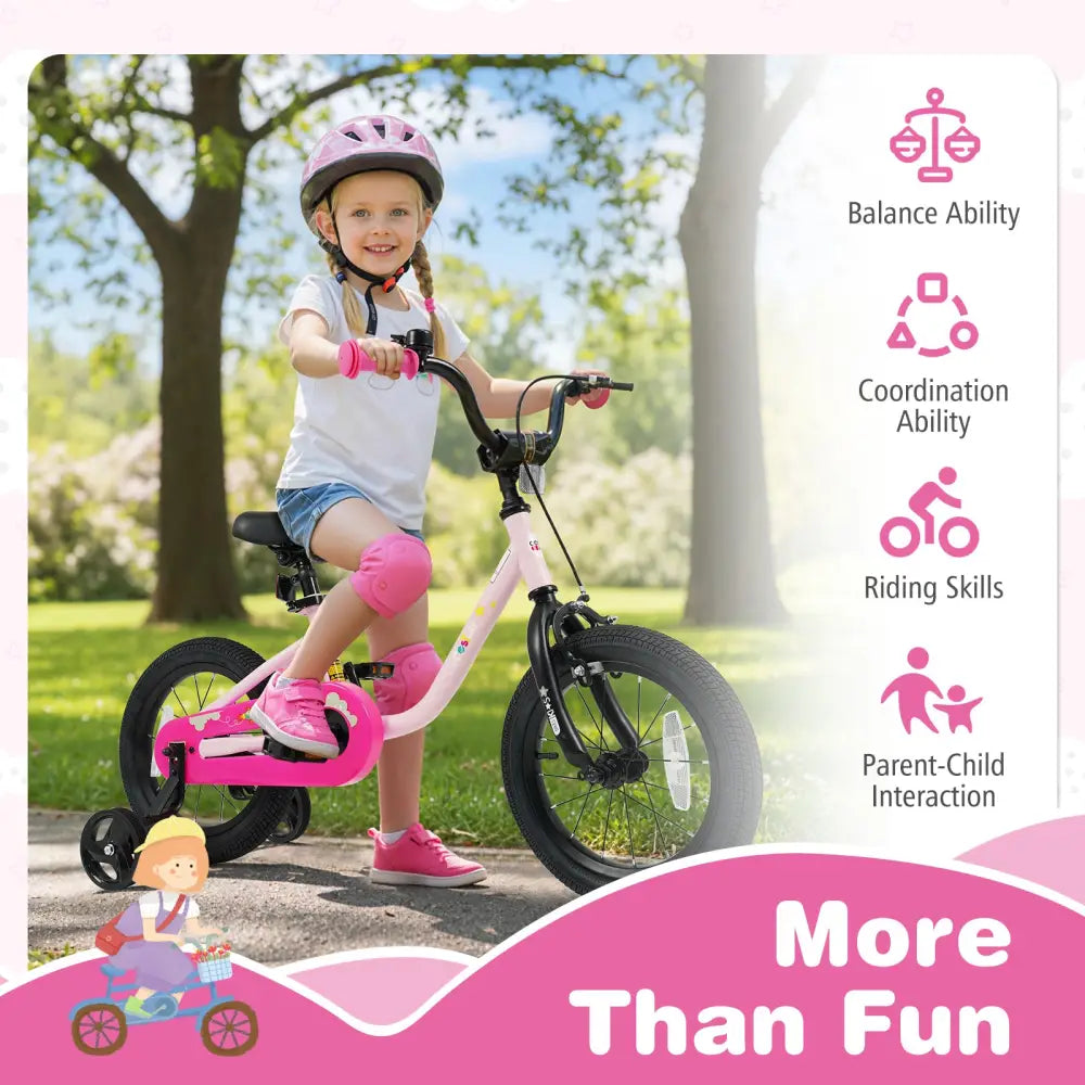 Kids Bike for 3-7 Years Old Boys and Girls 12/14/16-Inch Children Bicycle-Pink 14 Inch - Pink - Kids Bike