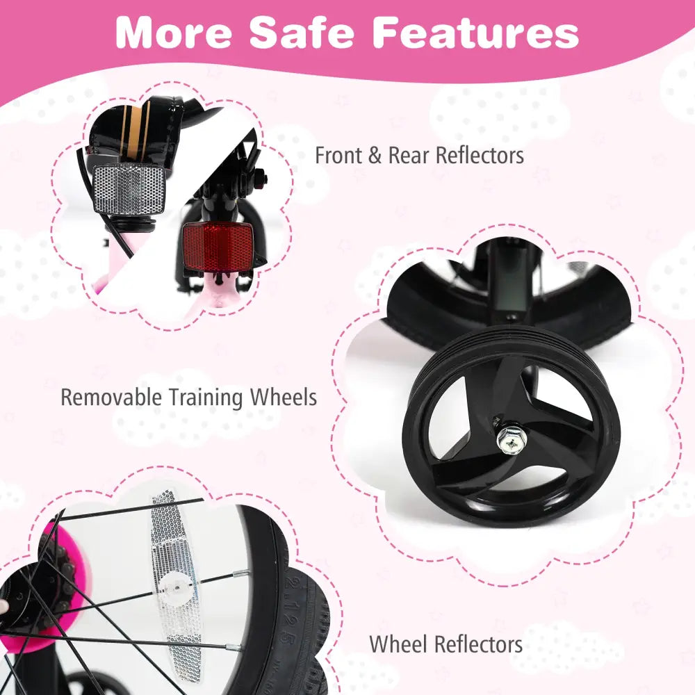 Kids Bike for 3-7 Years Old Boys and Girls 12/14/16-Inch Children Bicycle-Pink 14 Inch - Pink - Kids Bike