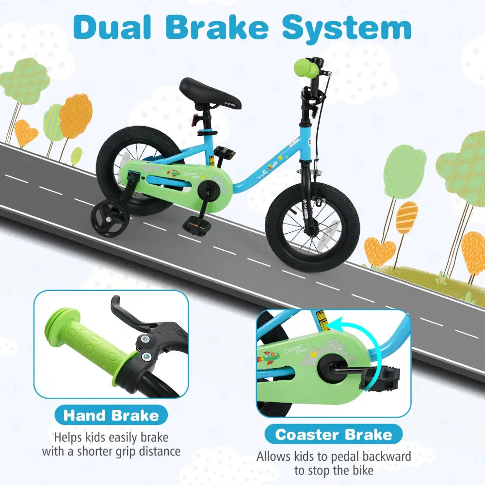 Kids Bike for 3-7 Years Old Boys and Girls 12/14/16-Inch Children Bicycle Blue-12 Inches - Blue - Kids Bike