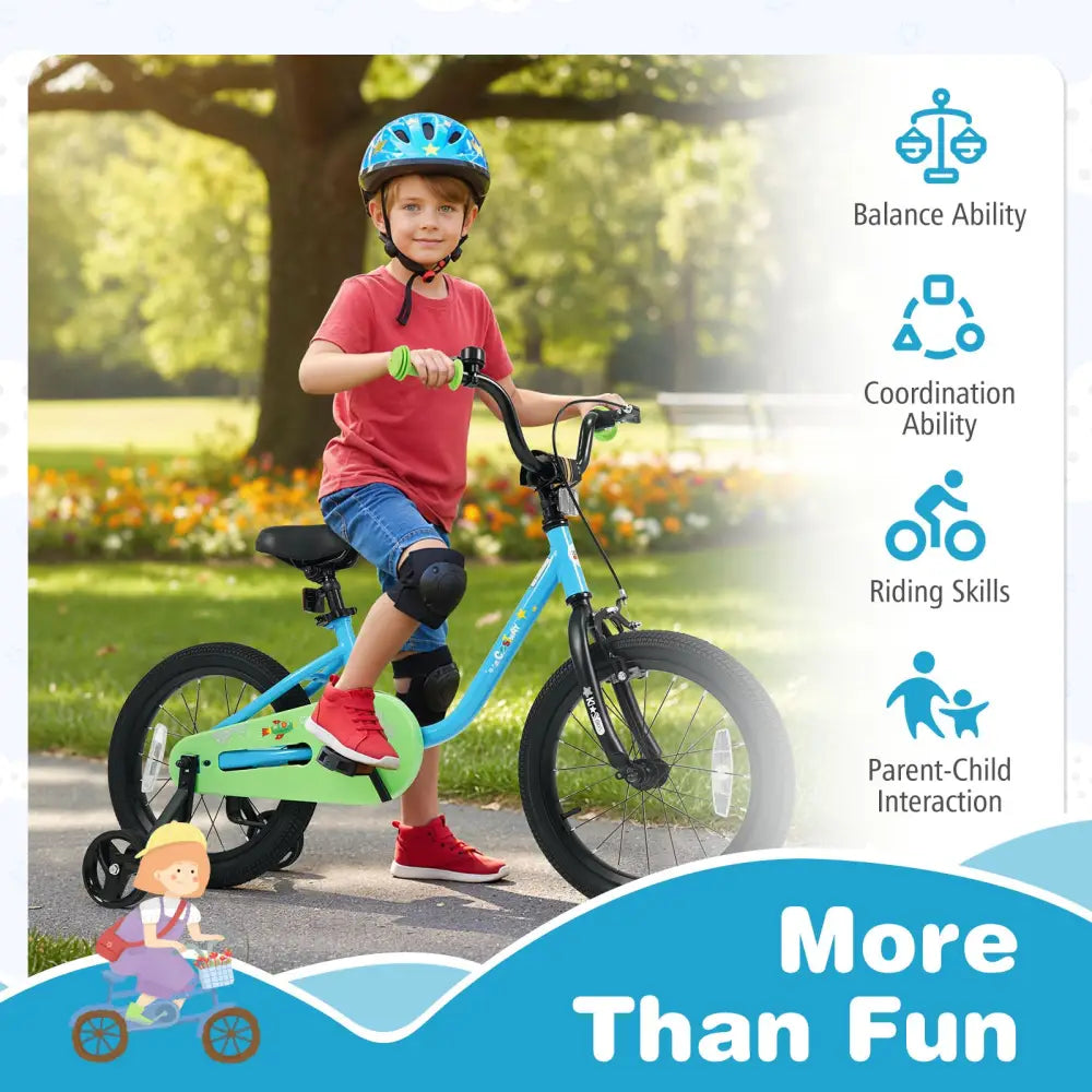 Kids Bike for 3-7 Years Old Boys and Girls 12/14/16-Inch Children Bicycle Blue-16 Inches - Blue - Kids Bike
