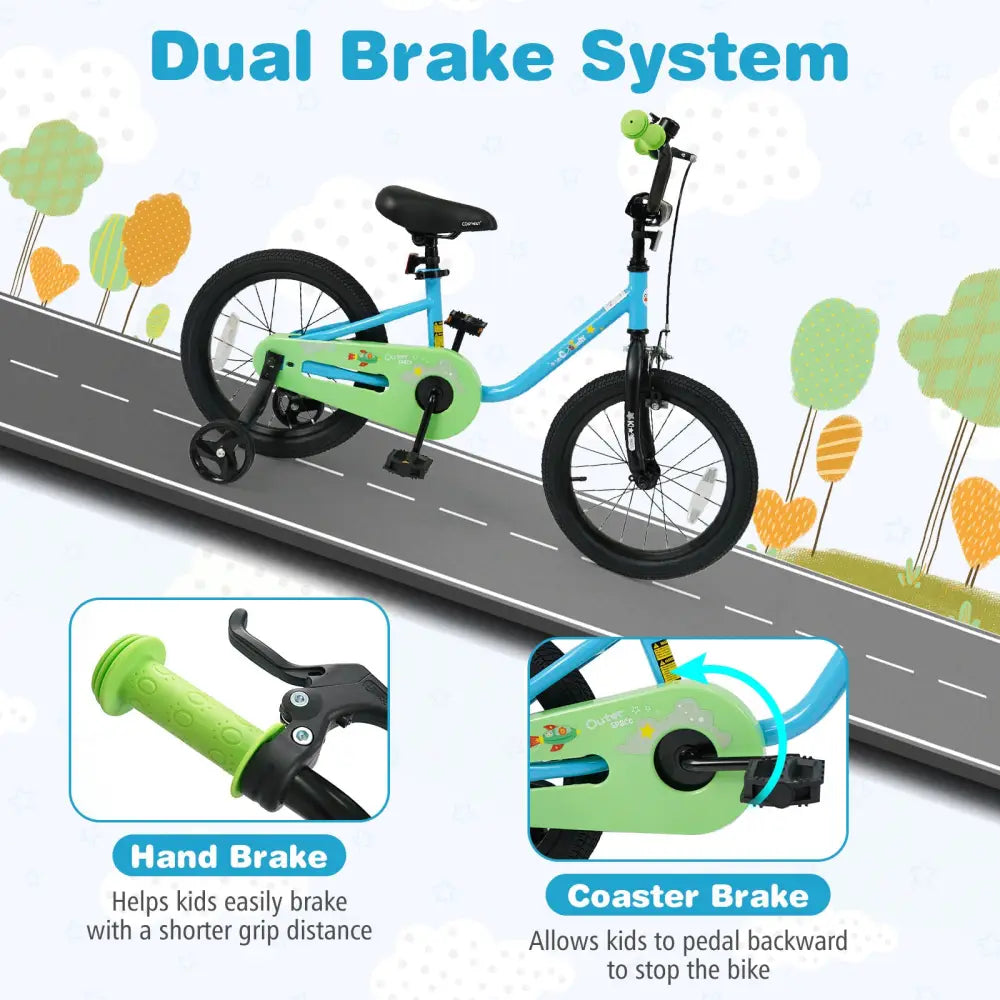 Kids Bike for 3-7 Years Old Boys and Girls 12/14/16-Inch Children Bicycle Blue-16 Inches - Blue - Kids Bike