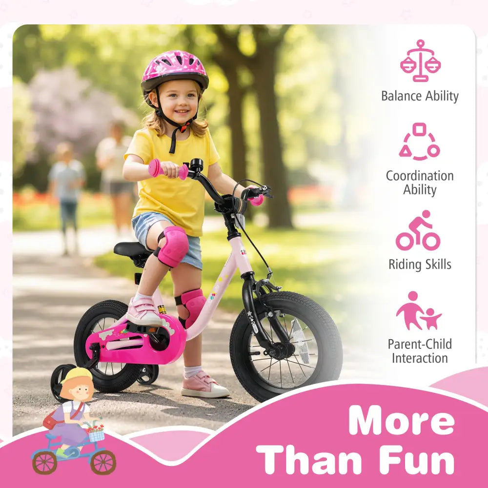Kids Bike for 3-7 Years Old Boys and Girls 12/14/16-Inch Children Bicycle-Pink 12 Inch - Pink - Kids Bike