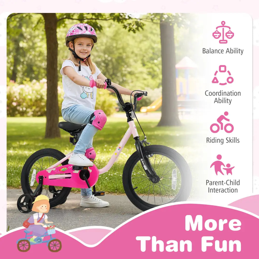 Kids Bike for 3-7 Years Old Boys and Girls 12/14/16-Inch Children Bicycle-Pink 16 Inch - Pink - Kids Bike