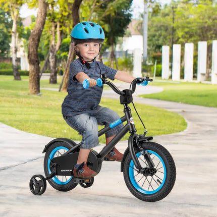 Kids Bike with Adjustable Handlebar and Saddle Black - 12 Inches - Oasis Home Essentials