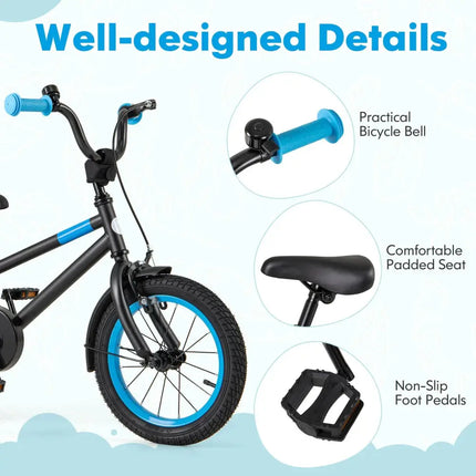 Kids Bike with Adjustable Handlebar and Saddle Black - 14 inches - Oasis Home Essentials