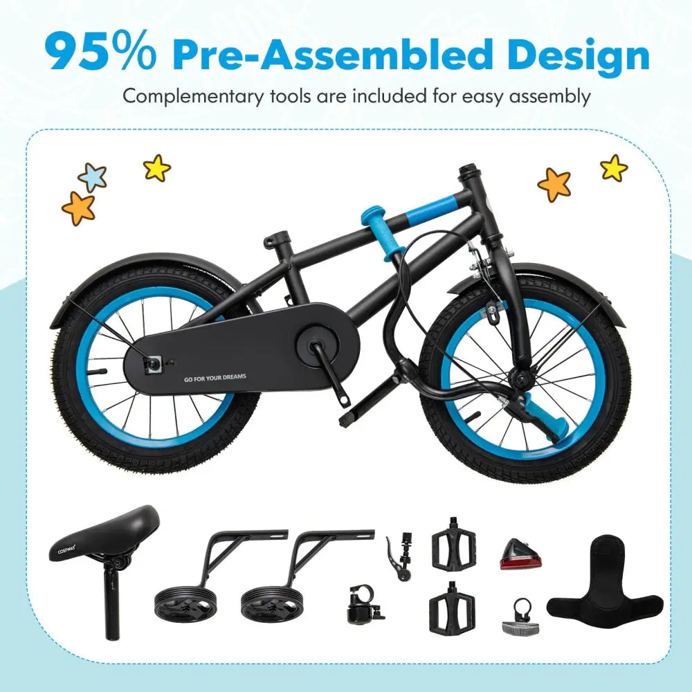 Kids Bike with Adjustable Handlebar and Saddle Black - 16 inches - Oasis Home Essentials