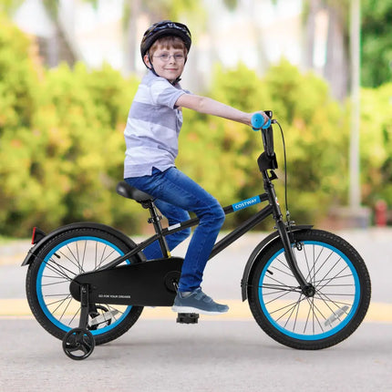 Kids Bike with Adjustable Handlebar and Saddle Black-18 Inches - Black - Kids Bike