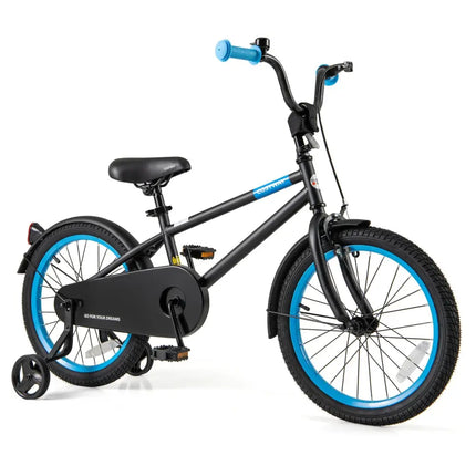 Kids Bike with Adjustable Handlebar and Saddle Black-18 Inches - Black - Kids Bike