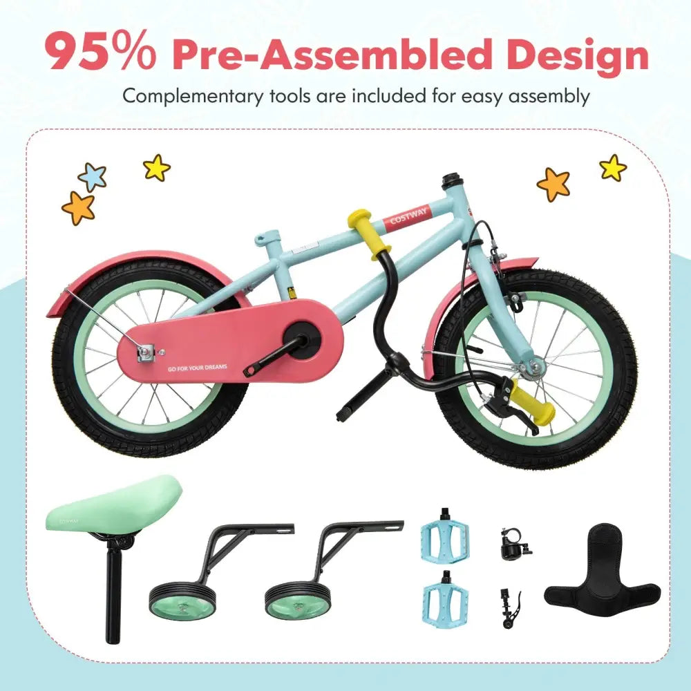 Kids Bike with Adjustable Handlebar and Saddle Blue - 12 Inches - Oasis Home Essentials