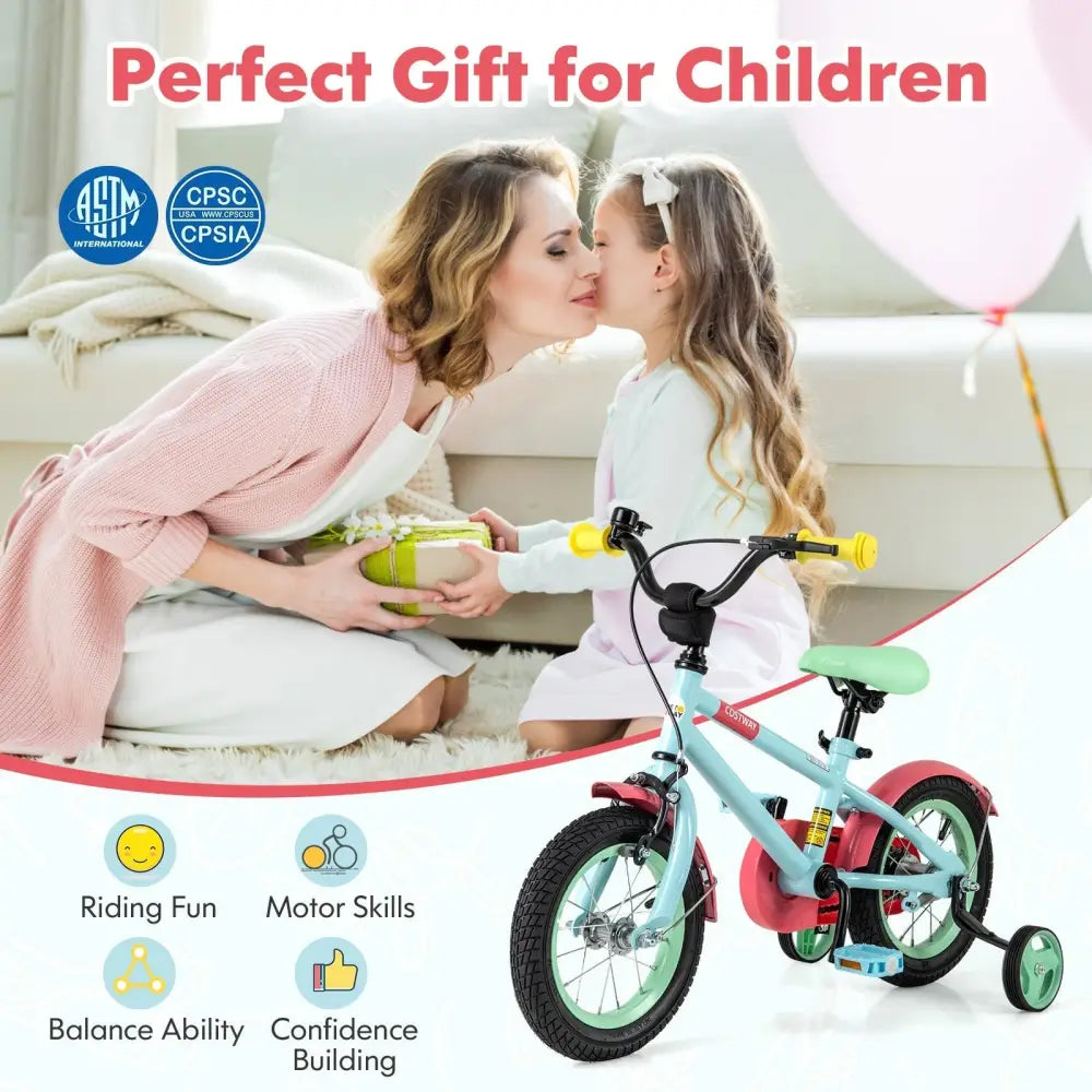 Kids Bike with Adjustable Handlebar and Saddle Blue - 12 Inches - Oasis Home Essentials