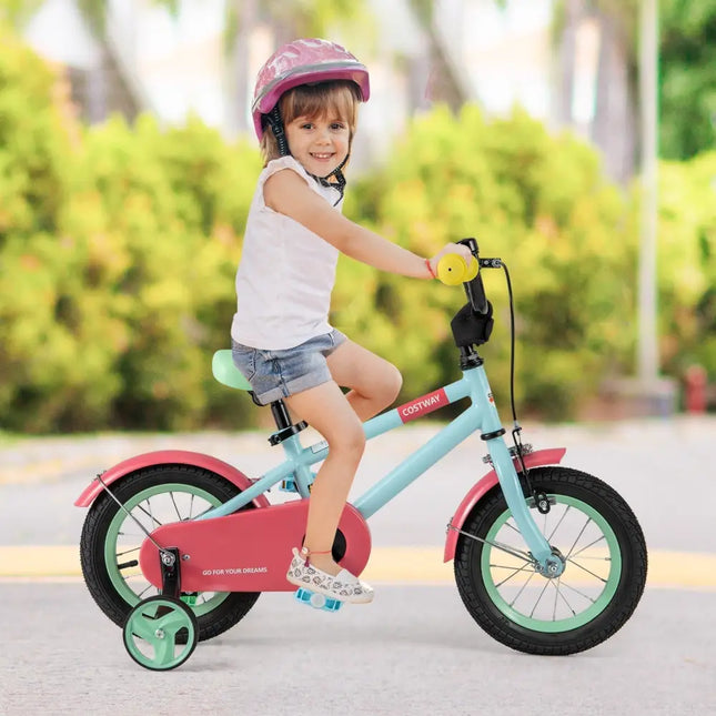 Kids Bike with Adjustable Handlebar and Saddle Blue - 12 Inches - Oasis Home Essentials