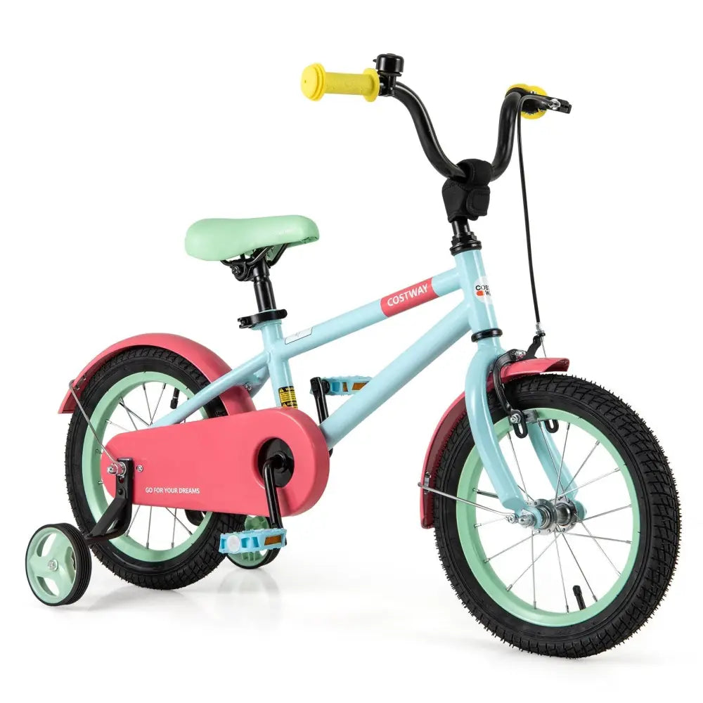 Kids Bike with Adjustable Handlebar and Saddle Blue - 14 inches - Oasis Home Essentials