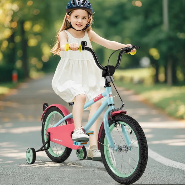 Kids Bike with Adjustable Handlebar and Saddle Blue - 16 inches - Oasis Home Essentials