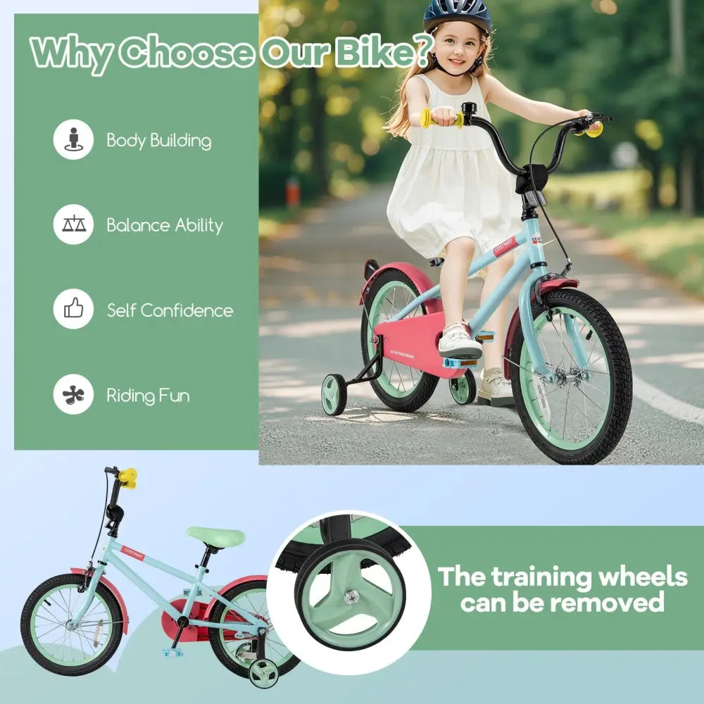 Kids Bike with Adjustable Handlebar and Saddle Blue - 16 inches - Oasis Home Essentials