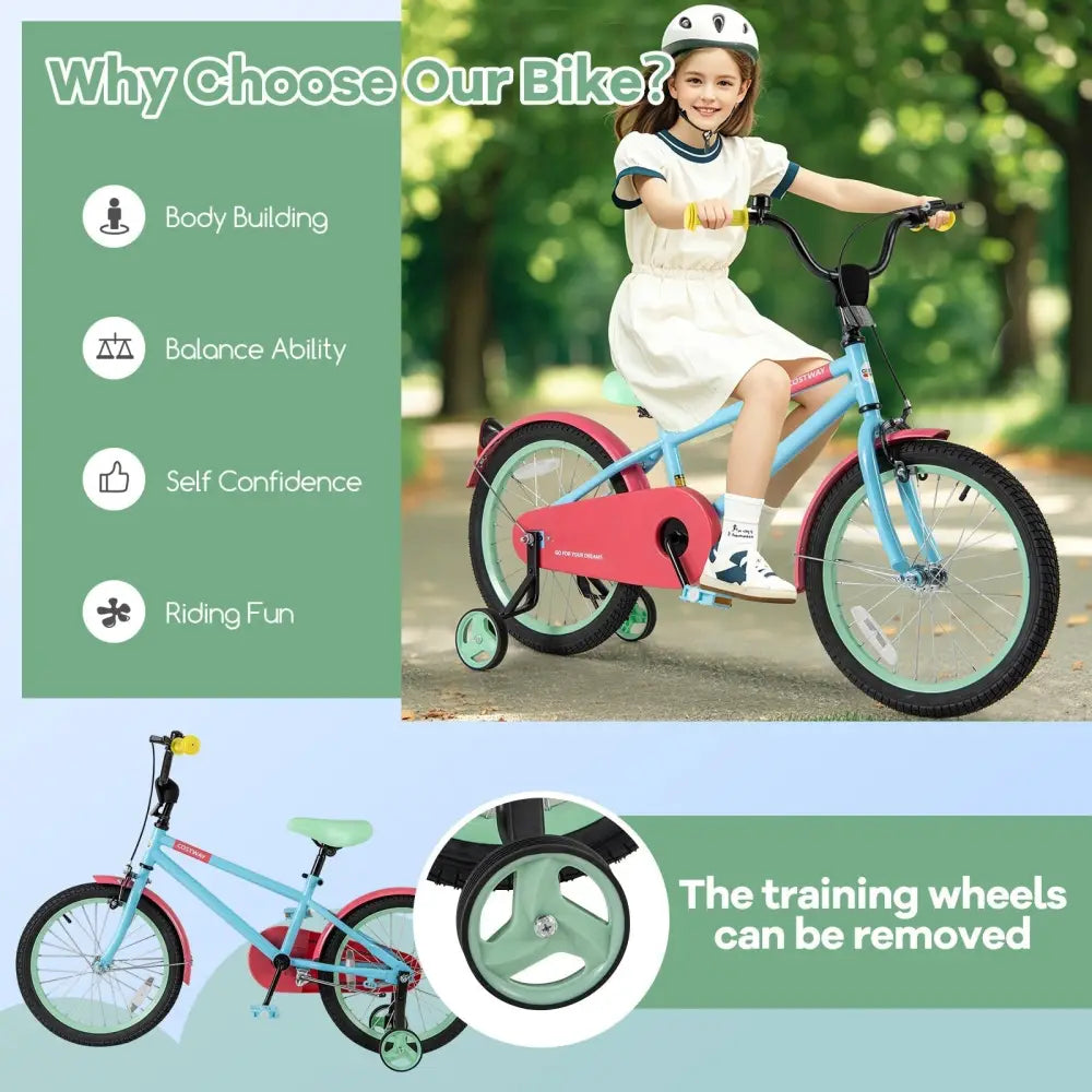 Kids Bike with Adjustable Handlebar and Saddle Blue - 18 inches - Oasis Home Essentials