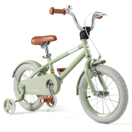 Kids Bike with Adjustable Handlebar and Saddle Green-14 Inches - Green - Kids Bike