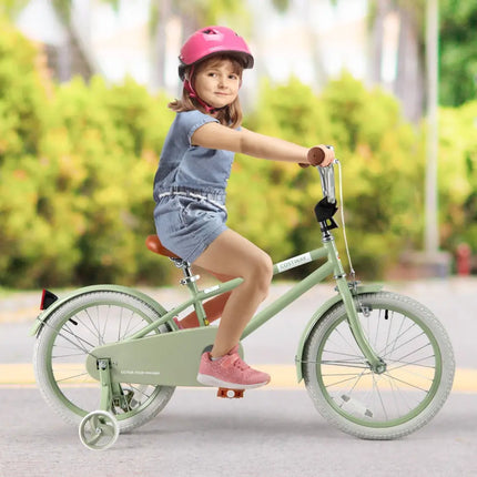 Kids Bike with Adjustable Handlebar and Saddle Green - 18 Inches - Oasis Home Essentials