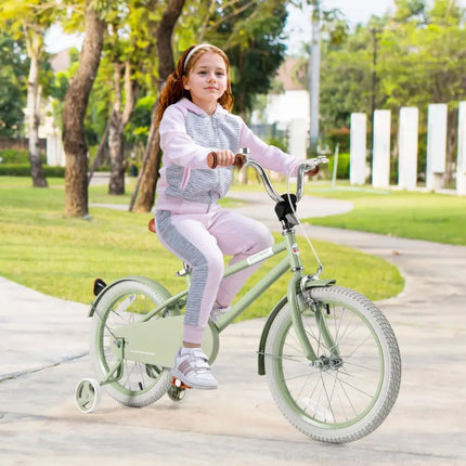 Kids Bike with Adjustable Handlebar and Saddle Green - 18 Inches - Oasis Home Essentials