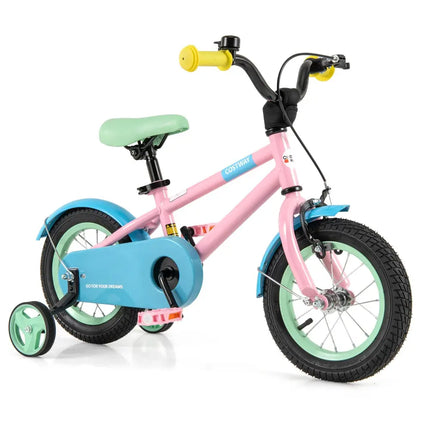 Kids Bike with Adjustable Handlebar and Saddle Pink-12 Inches - Pink - Kids Bike