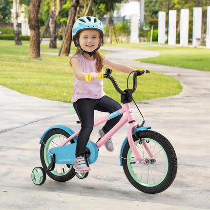 Kid's Bike with Adjustable Handlebar and Saddle Pink - 14 Inches - Oasis Home Essentials