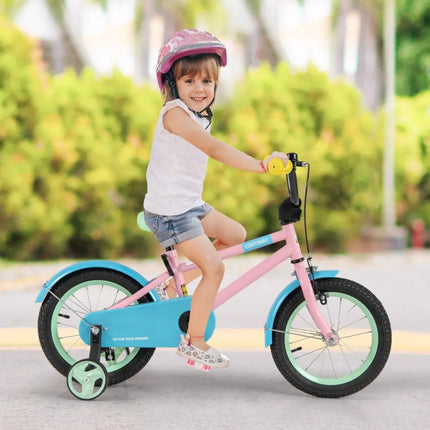 Kid's Bike with Adjustable Handlebar and Saddle Pink - 14 Inches - Oasis Home Essentials