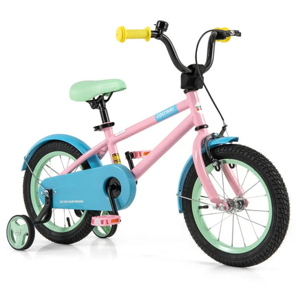 Kid's Bike with Adjustable Handlebar and Saddle Pink - 14 Inches - Oasis Home Essentials