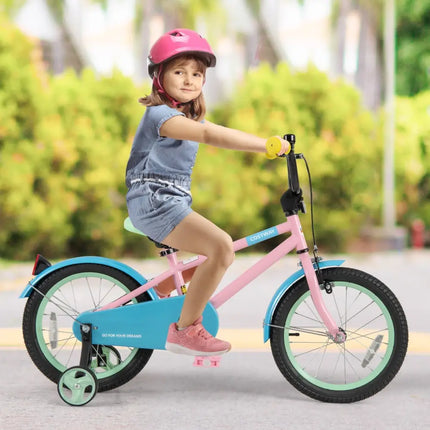 Kids Bike with Adjustable Handlebar and Saddle Pink - 16 Inches - Oasis Home Essentials