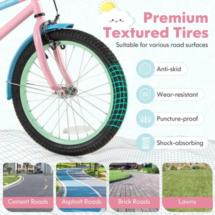 Kids Bike with Adjustable Handlebar and Saddle Pink - 18 Inches - Oasis Home Essentials