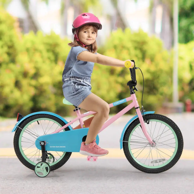 Kids Bike with Adjustable Handlebar and Saddle Pink - 18 Inches - Oasis Home Essentials