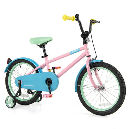 Kids Bike with Adjustable Handlebar and Saddle Pink - 18 Inches - Oasis Home Essentials