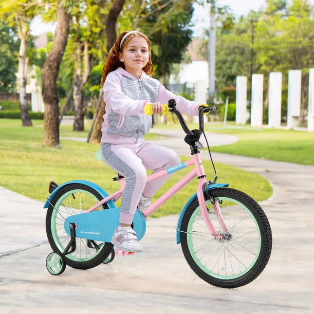Kids Bike with Adjustable Handlebar and Saddle Pink - 18 Inches - Oasis Home Essentials