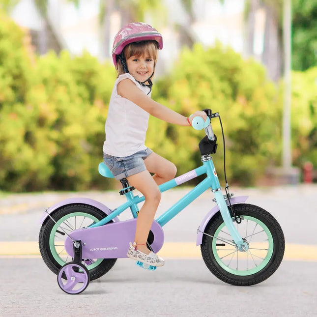 Kids Bike with Adjustable Handlebar and Saddle Purple - 12 Inches - Oasis Home Essentials
