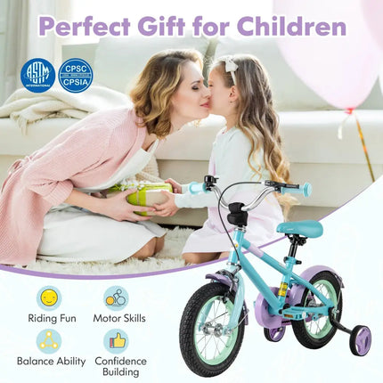 Kids Bike with Adjustable Handlebar and Saddle Purple - 12 Inches - Oasis Home Essentials