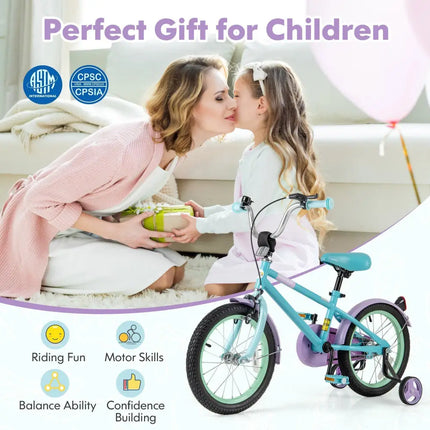 Kids Bike with Adjustable Handlebar and Saddle Purple - 16 Inches - Oasis Home Essentials