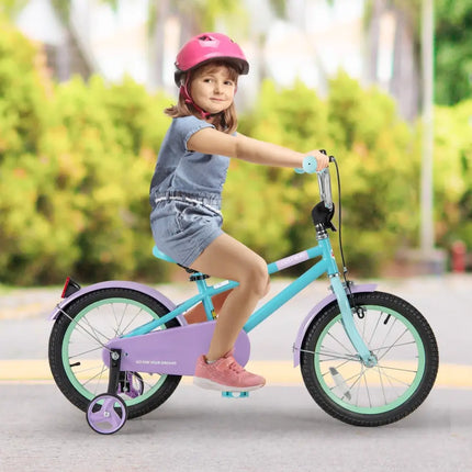Kids Bike with Adjustable Handlebar and Saddle Purple - 16 Inches - Oasis Home Essentials