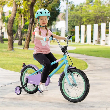 Kids Bike with Adjustable Handlebar and Saddle Purple - 16 Inches - Oasis Home Essentials
