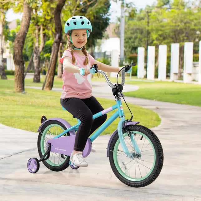 Kids Bike with Adjustable Handlebar and Saddle Purple - 16 Inches - Oasis Home Essentials