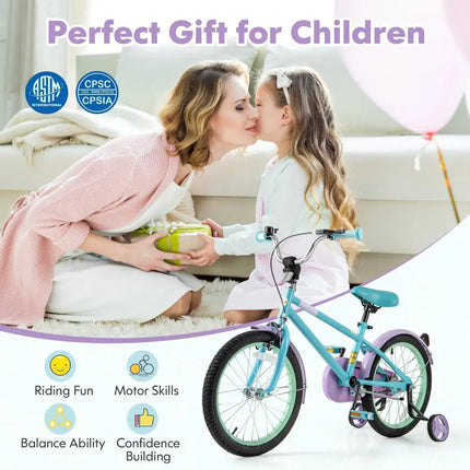 Kids Bike with Adjustable Handlebar and Saddle Purple - 18 Inches - Oasis Home Essentials
