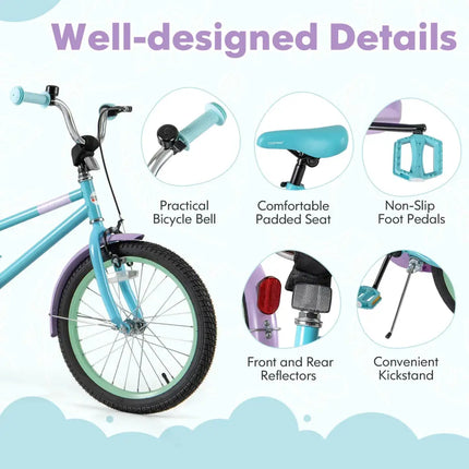 Kids Bike with Adjustable Handlebar and Saddle Purple - 18 Inches - Oasis Home Essentials