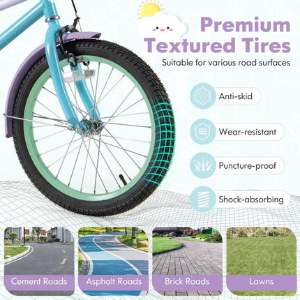 Kids Bike with Adjustable Handlebar and Saddle Purple - 18 Inches - Oasis Home Essentials