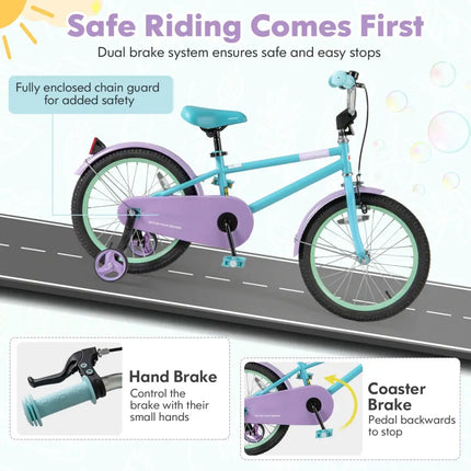 Kids Bike with Adjustable Handlebar and Saddle Purple - 18 Inches - Oasis Home Essentials